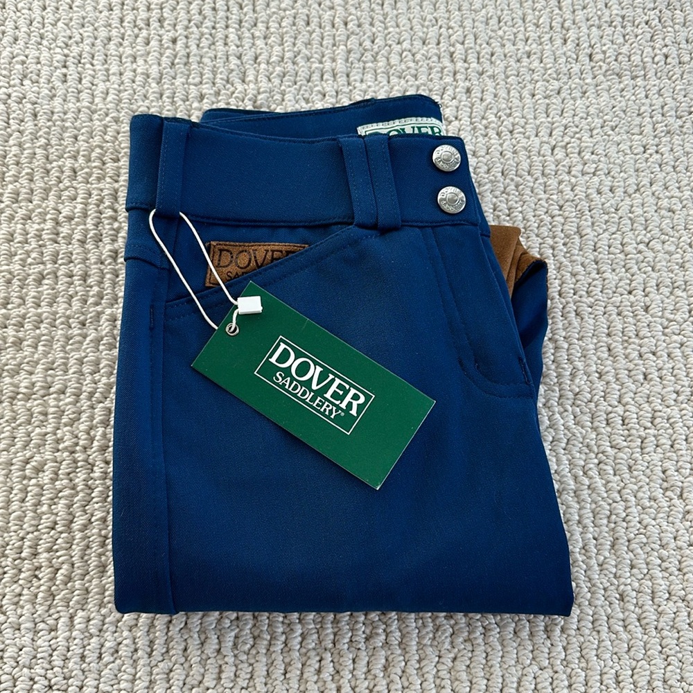 Blue Dover Saddlery Breeches W/ Tan Patch US24